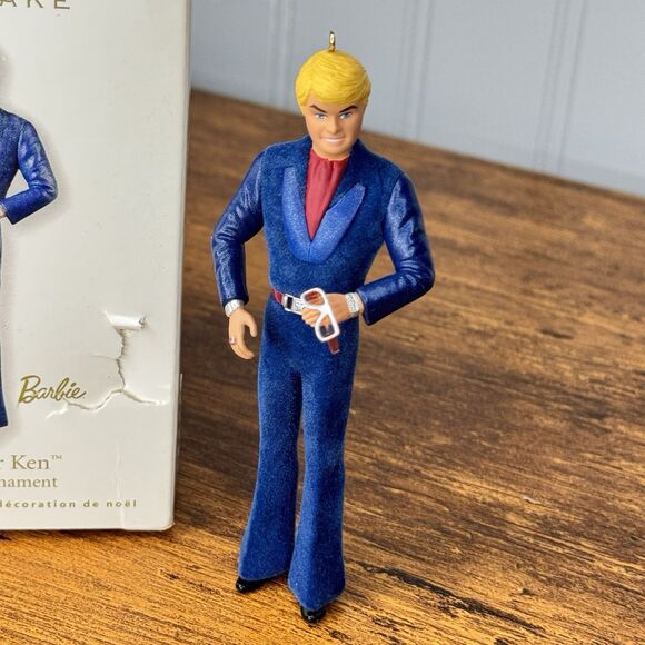 Hallmark 2010 SuperStar Ken Barbie Keepsake Christmas Ornament 70's Jumpsuit - Picture 3 of 4
